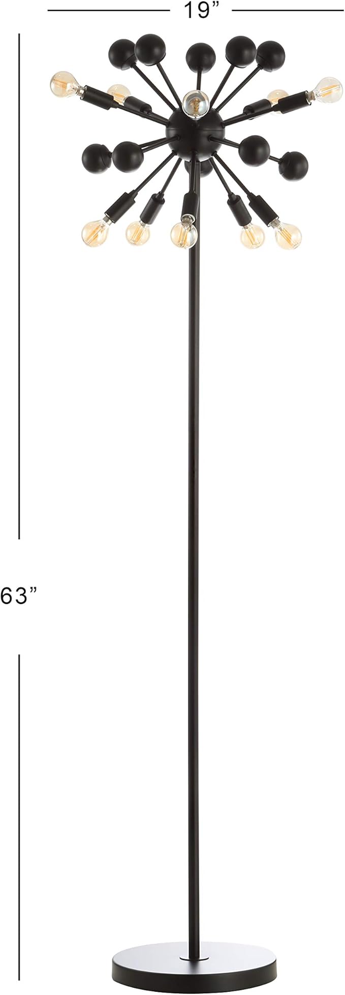 JONATHAN Y JYL9049A Orbit 10-Light 63" Modern Sputnik Metal LED Floor Lamp, Farmhouse, Midcentury, Contemporary, Industrial, Scandinavian, Transitional, Office, Living Room, Bedroom, Black