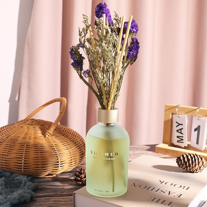 Reed Diffuser - Jasmine Lily & Grapefruit 6.76oz(200ml) 2 Packs Flower Essential Oil Reed Diffuser Set with 16 Sticks - Long Lasting Fragrance for Home Bedroom Bathroom Room Shelf Decor