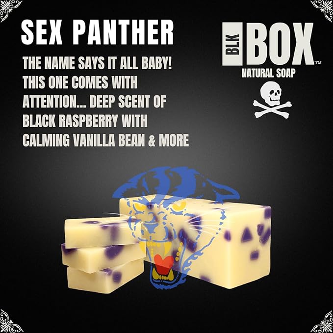 Black Box Limited USA MADE Men's Natural 5oz Bar Soap, Moisturizing Body Wash Made from Natural Oils - Handmade Cold Process No Harsh Chemicals Black Raspberry (Sex Panther)
