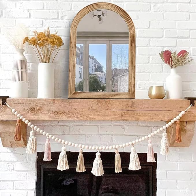 LOSOUR Arched Mirror, Farmhouse Decor Solid Wood Frame Wall Mirror, Bathroom Mirrors, Large Vintage Mirror for Bathroom, Living Room,Bedroom, Entryway, Hallway,Foyer (Brown, 20inch*30inch)