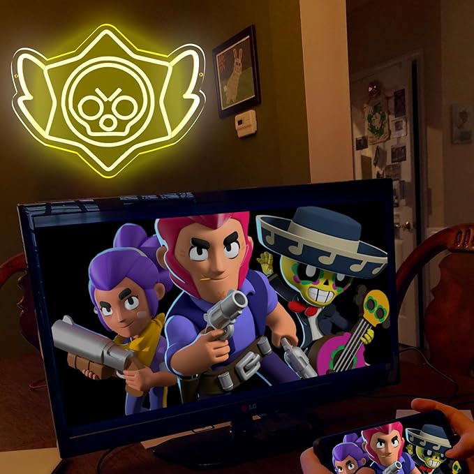 Stars Neon Signs Game Neon Lights for Wall Decor,Dimmable Led Neon Light for Kids Game Room Man Cave,USB LED Neon Sign for Bedroom, Gamer Gift for Men, Boys