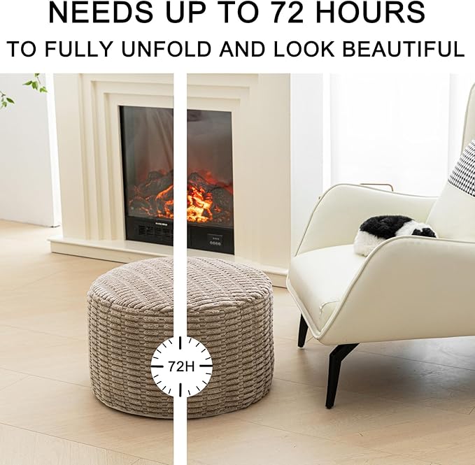 Asuprui Pouf Ottoman Stuffed Round Modern Foam Filled Ottoman Foot Rest Poufs for Living Room Chair Decorative Boho Foot Stool for Wedding Christmas Party