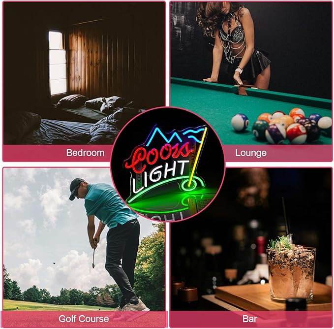 Golf Neon Sign for Wall Decor Led Business Signs Suitable for Man Cave Crs Light Bar Pub Creative Neon Lights Signs with USB Powered for Coors Light Golf Club Backdrop Lights Wall Hanging Decor 