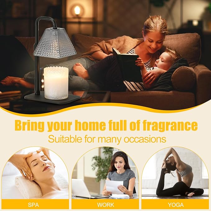 Candle Warmer Lamp with Timer & Dimmer - Electric Candle Wax Melt Warmer with Adjustable Height for Scented Candle Wax, Homer Décor and House Warming Birthday Gifts for Women Mom