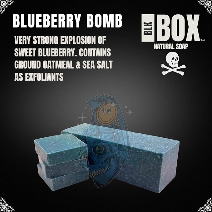 Black Box Limited USA MADE Men's Natural 5oz Bar Soap, Moisturizing Body Wash Made from Natural Oils - Handmade Cold Process No Harsh Chemicals STRONG Sweet Blueberry Oat (Blueberry Bomb)