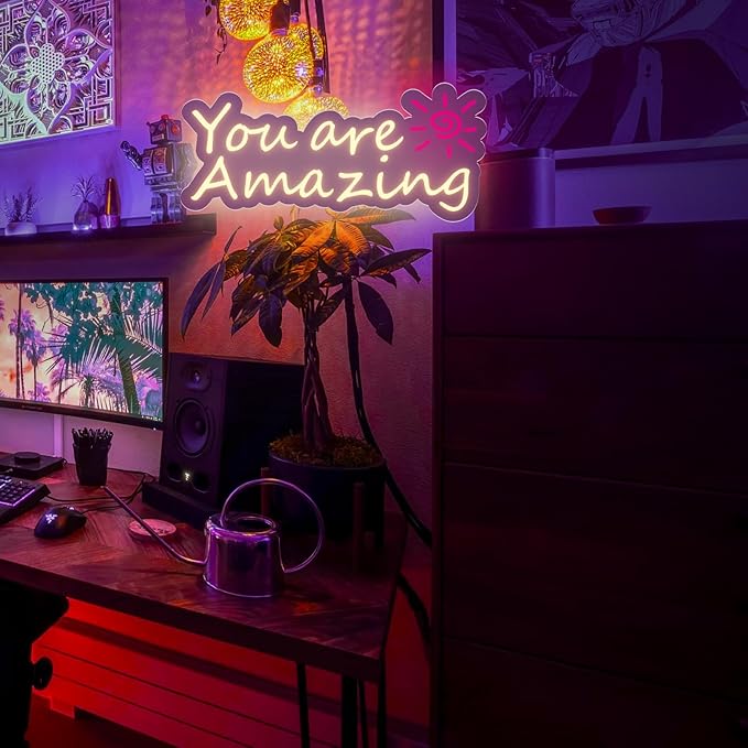 Goneons You Are Amazing Neon Sign for Wall Decor,Dimmable USB Powered Warm White LED Neon Light for Bedroom Classroom Bar Pub Club Party Birthday Gift(15.75"*6.3")