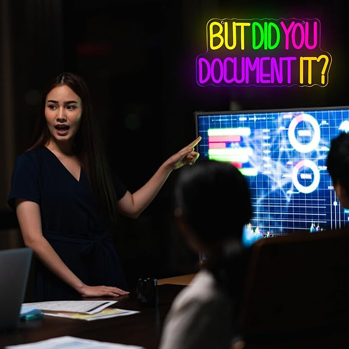 But Did You Document It Neon Signs for Wall Decor, Dimmable Neon Led Sign Funny Office Wall Decor USB Powered for Living Room Decor Humor Quotes Coworker Christmas Gifts(15.7 * 7.8in)