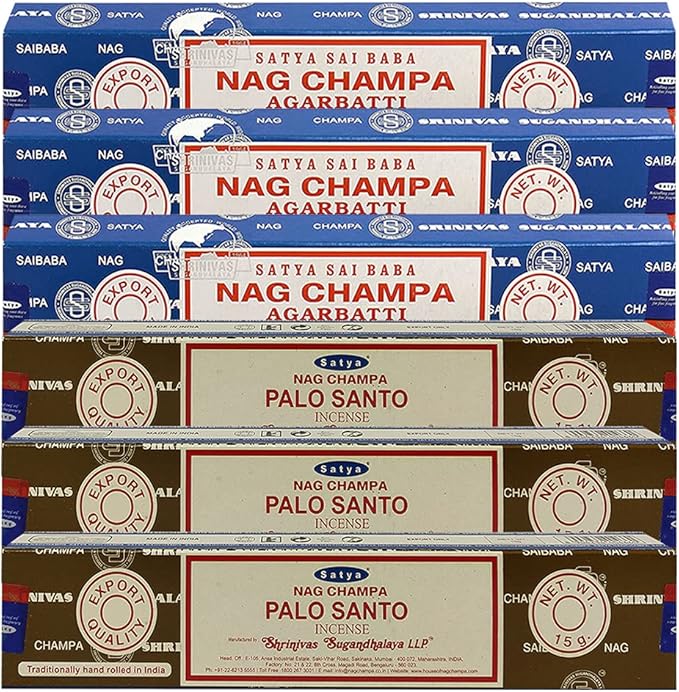 Nag Champa Palo Santo Incense Sticks & Holder Bundle Variety Pack from House of Satya Incense Sticks and Trumiri