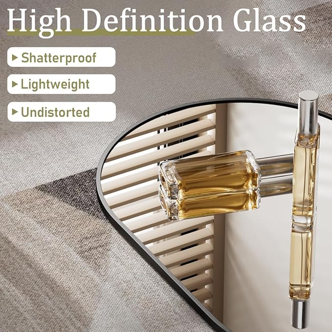 Black Oval Wall Mirror, 22x38 inch Oval Bathroom Mirror, Wall Mounted Vanity Mirror with Metal Framed, Tempered Glass and Reflective High Definition, Mounted Horizontally or Vertically