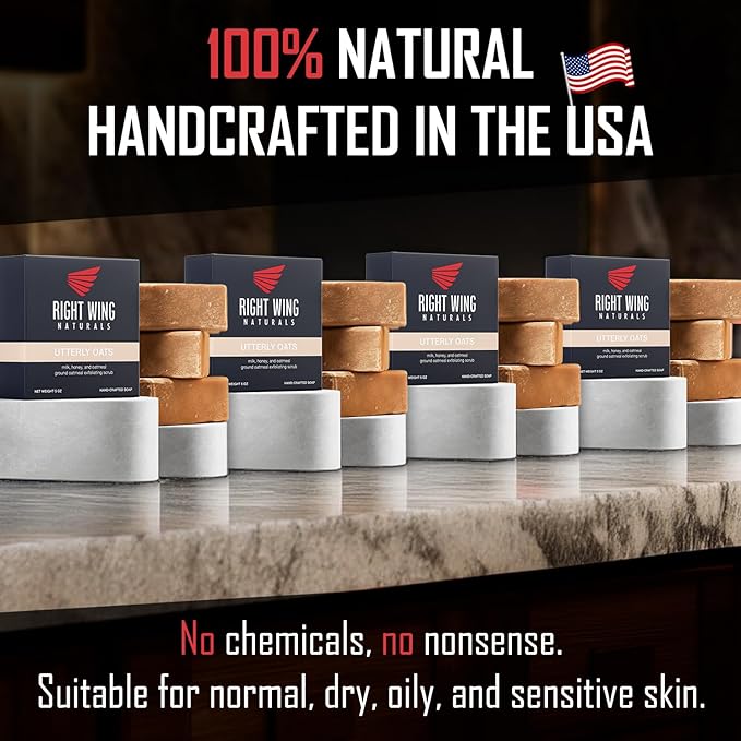 Right Wing Naturals Bar Soap Gift Set for Men | Handcrafted Cold-Pressed | Handmade Organic Soap for Men | Most Popular Flavors | Natural Scented Men’s Bar Soap| Pack of 4 Bars