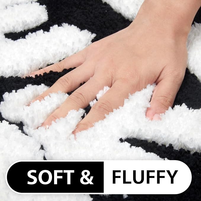 Irregular Shaped Get Naked Bath Mat - Fun, Cute Non-Slip Black & White Decor, 31" x 18"