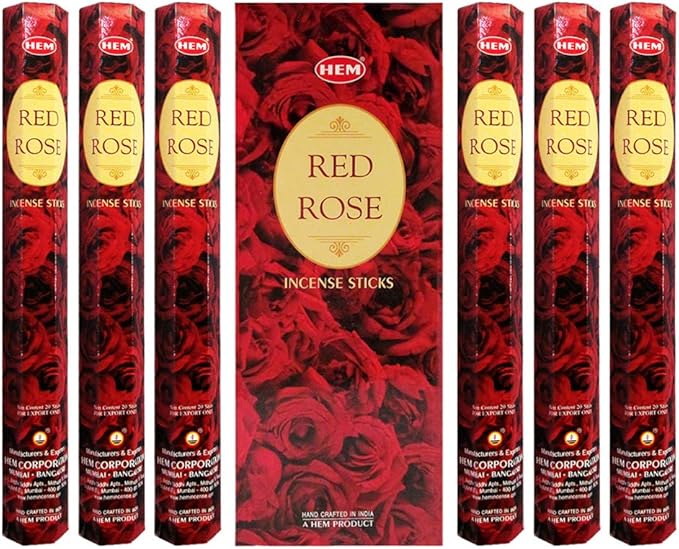 TRUMIRI Red Rose Incense Stick Bundle: 120 Count (6 Packets of 20 Sticks Each) with Trumiri Incense Holder