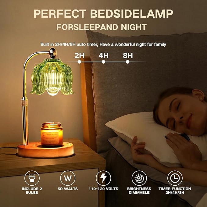 GEEZO Fragrance Candle Warmer Lamp,Electric Candle Warmer with Timer & Dimmer,Mom Christmas Birthday Gifts for Women, House Warming Gifts New Home Bedroom Decor