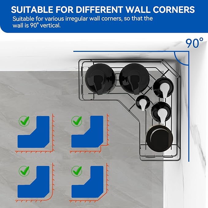 Shower Caddy Organiser - 3 Pack Rust-Resistant Black Shower Shelves, No Drilling Adhesive Mount, Soap Holder - Bathroom Storage Accessory