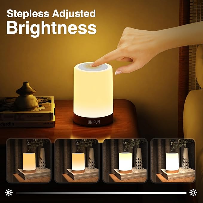 Table Lamp, Touch Sensor Bedside Lamps, Dimmable Warm White & Color Changing RGB Light for Bedroom,Living Room Gift Pack for Mom, Father’s Day and Other Holiday Use (Taller Size)…