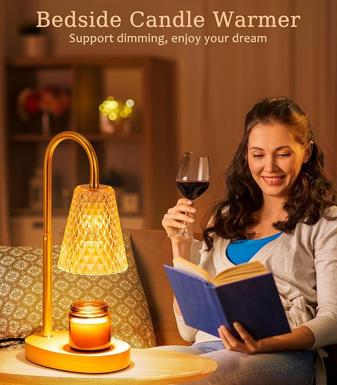 Candles Warmers Lamps with Timer - Electric Candle Wax Warmer Lamp for Jar Candles Burner Dimmable Light No Flame Scented Warming Adjustable Height