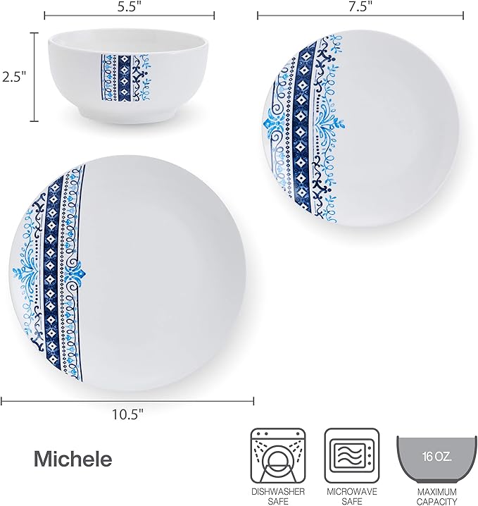 Studio Nova Michele 12 Piece Dinnerware Set, Service for 4, White