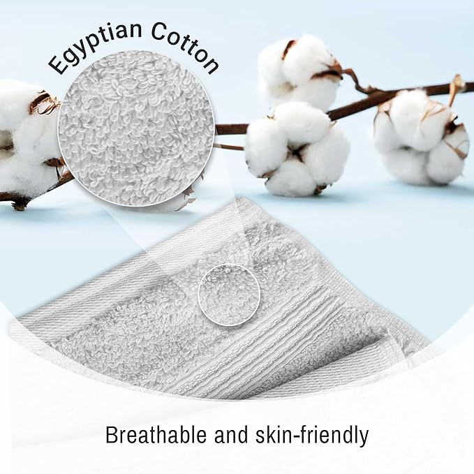 Superior Egyptian Cotton Bath Towel Set, Home Bathroom Towels, Master, Guest Bath, Decor Essentials, Quick Dry, Absorbent, Large Body Towels, Spa, Hotel, Resort, Adult, Kids, Set of 2, Silver