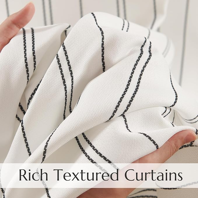 jinchan Black and White Striped Curtains 84 Inch Long for Living Room Bedroom Pinstripe Curtains Privacy Light Filtering Rod Pocket Modern Window Drapes Set of 2 Panels