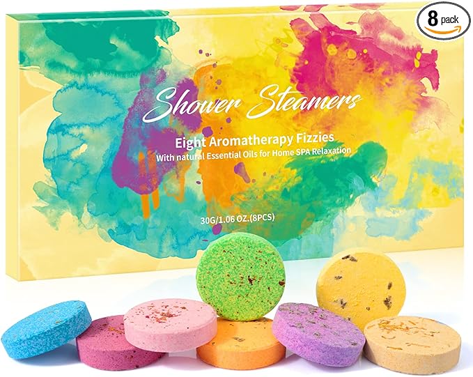 Shower Steamers Aromatherapy, 8 Pack Shower Bombs Gift Set with Essential Oil Lavender Coconut Shower Tablets for Women Men Home Spa Mothers Day Gift Stress Relief Relaxation Gift