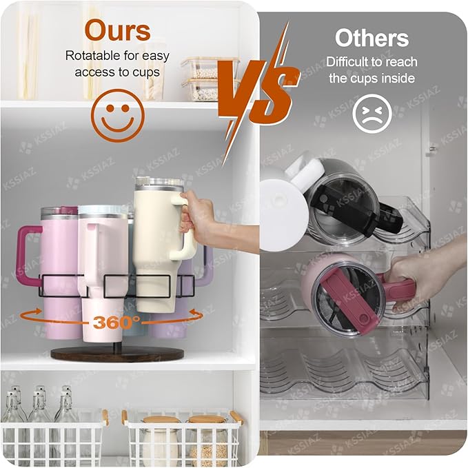 Water Bottle Organizer for Stanley 40 oz, Rotating Stanley Cup Organizer Holder, Tumbler Organizer Holder, Stanley Cup Accessories, Easy to Install, Vintage Brown๏ผPatented Product๏ผ