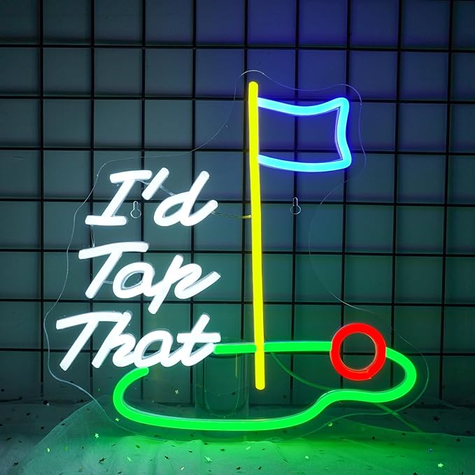 NOSUN Golf Neon Sign Golf Neon Signs for Wall Decoe Light Up Sign Golf Course LED Sign Golf Flag Ball Neon Light Sign Neon Signs for Golf Club Sport Gym Man Cave Wall Decor Neon Lights LED Light Sign
