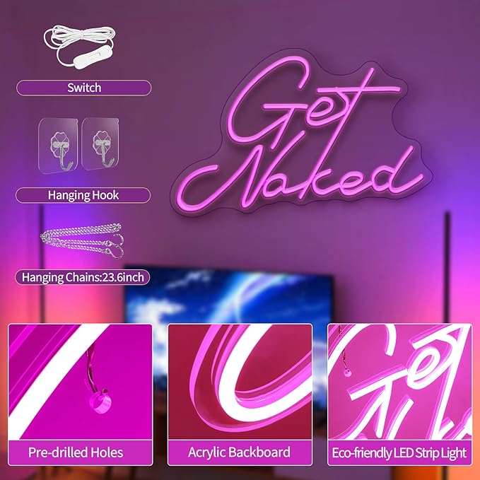 Neon Signs for Wall Decor Pink LED Light Sign for Preppy Room Decor Light Up Sign for Birthday Party Decoration USB Powered
