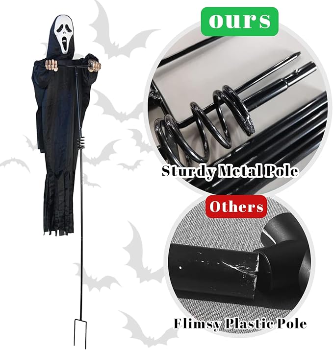 Scarecrow Screaming Ghost, Scary Halloween Decorations Outdoor Scary Ghost, Halloween Scary Scream Scarecrow Decorations