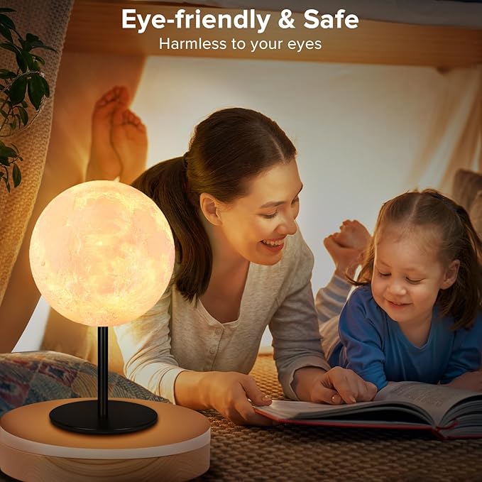 Moon Lamp Bedside Table Lamp, Dimmable Bedside Lamp with 30 Modes, Moon Night Light Small Table Lamp for Bedroom, Kids Room, Dorm, Office, Desk Lamp Nightstand Gifts for Girls Boys Teen Women Birthday