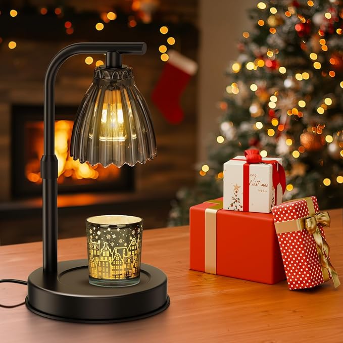 Candle Warmer Lamp with 2 Bulbs, Dimmer Adjustable Height Candle Lamp, 2/4/8H Timer, Home Decor, Lamp Candle Warmer for Jar Candles, Thoughtful Gifts for Christmas, Birthday, Mother's Day, Black