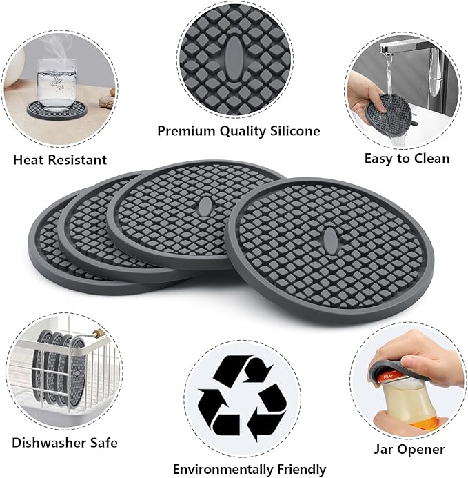 Coasters for Drinks,Black Coasters for Coffee Table -Soft Coasters Set Cup Mat -Coffee Table Coasters for Drinks Absorbent -Kitchen Decor -Coffee Table Decor (Stardust, 2Pack)