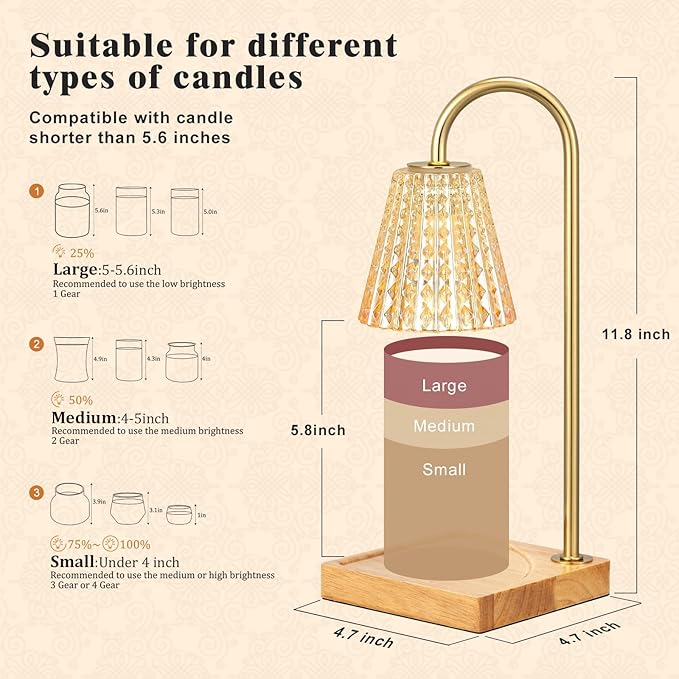 Candle Warmer Lamp with Timer-Dimmable Candle Warmer, Birthday Gifts for Women,House Warming Gifts New Home Bedroom Decor,Wax Warmer for Scented Wax Jar Candles