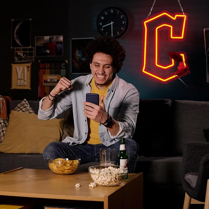 Balanar Baseball Neon Signs for Garage or Man Cave Decor, Men's Gifts with Baseball Team Logo, Baseball Neon for Parties, Bars, Dorms, Office Wall Art and Game Room Decoration16.1 * 10.6 Inch