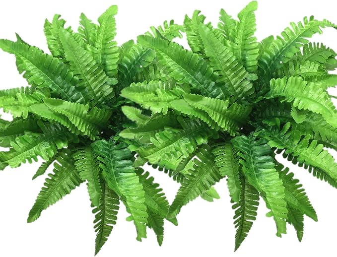 CATTREE Artificial Shrubs, Persian Grass Plastic Plants Fern Leaves Fake Bushes Wedding Indoor Outdoor Home Garden Verandah Kitchen Office Table Centerpieces Arrangements Christmas Decoration - 8 pcs