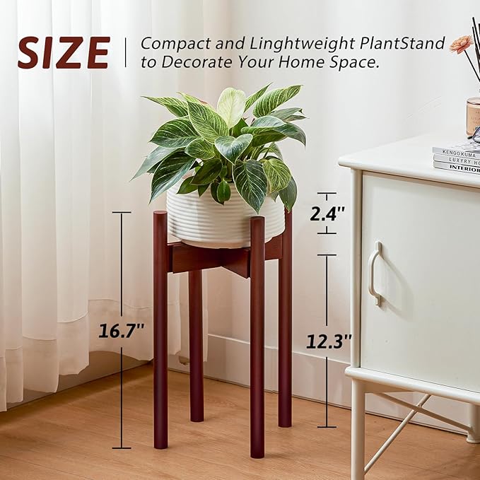 Adjustable Plant Stand Bamboo Reddish Brown Long Tall