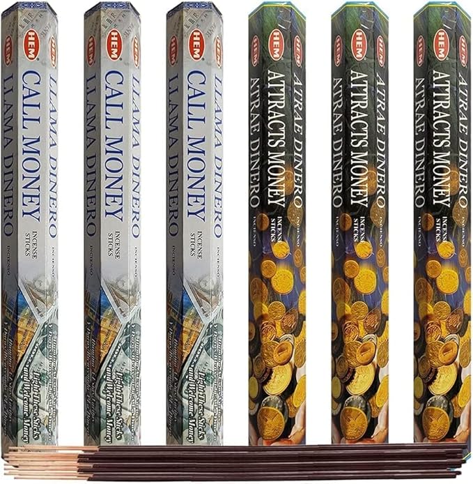 Call Money & Attracts Money Incense Sticks & Holder Bundle Variety Pack from Hem Trumiri Insense Insence