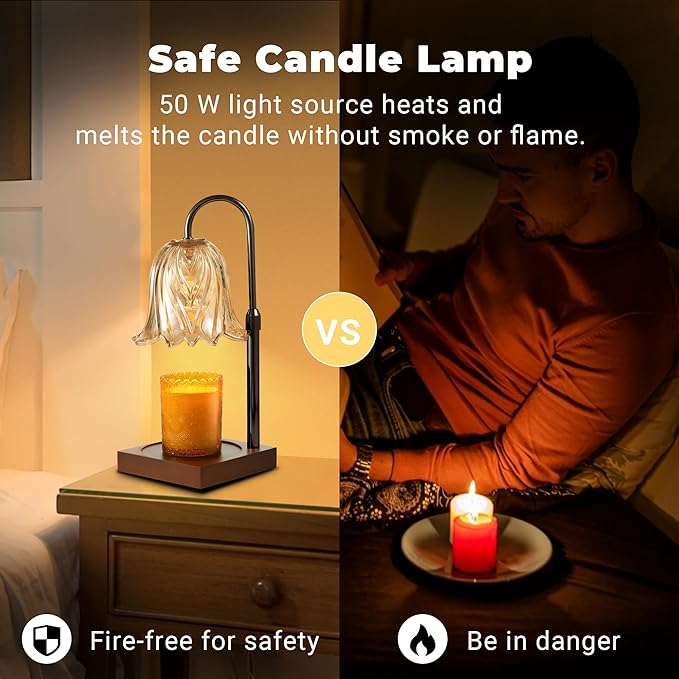 Candle Warmer Lamp with Timer Dimmable, Birthday Gifts for Women Mom, House Warming Gifts New Home Decor, Wax Melt Warmer for Jar Candles with 2 Bulbs
