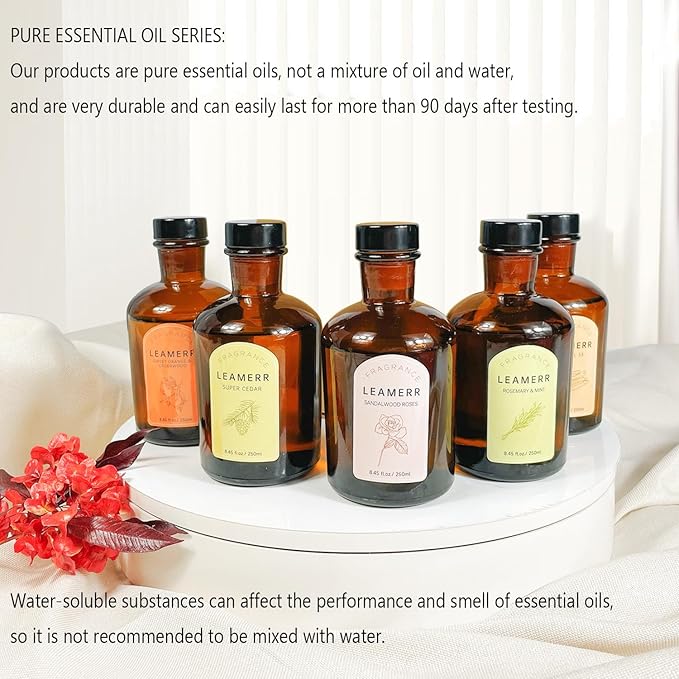 Fragrance Essential Oil Reed Diffuser Set - 8.8 oz (250 ml) Super Cedar Scent Used for Lasting Fragrance in Bedroom, Suitable for Toilet to Remove Odor Fragrance Essential Oil Diffuser