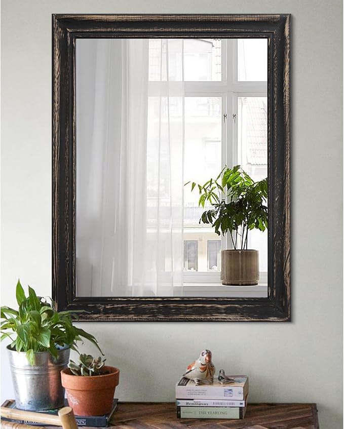 Large Mirrors for Wall with Wood Frame Rectanglular Wall Hanging Mirror 20"x16" for Bathroom Bedroom Vanity Entryway