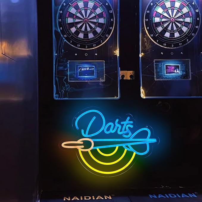 Darts Neon Sign - LED Neon Light Sign for Wall Decor - Perfect for Men Cave & Game Room