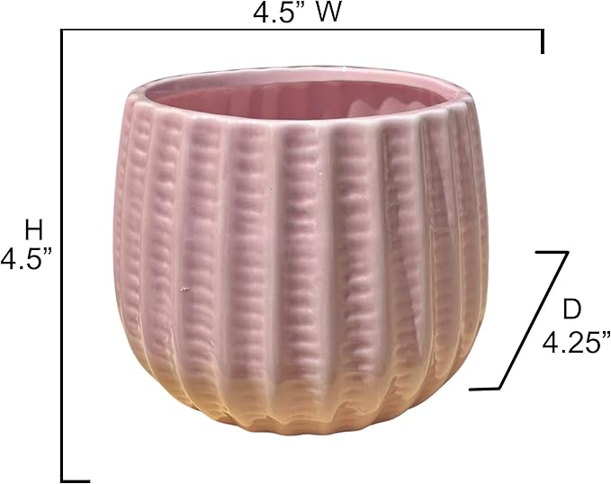 Admired by Nature 4" Ceramic Flower Planter, Ceramic Pot Planter, Indoor Ceramic Bowl, Houseplant Ceramic Pot, Decorative Planter for Indoor Plant Succulent Plant Home Décor, Lightweight, Light Pink