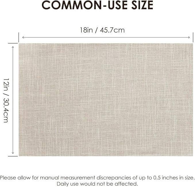 Placemats Set of 4, Bilayer Thickened Linen Place Mats Heat Resistant Machine Washable Wrinkle Free Carefully Selected Polyester Mats for Kitchen/Dining/Coffee Table (Cream Beige)