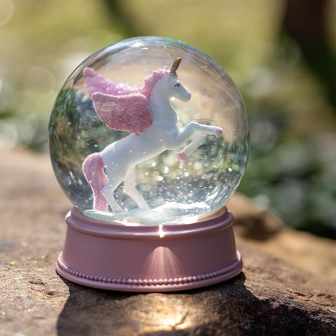 Unicorn Snow Globes for Girls, 100MM Pink Glitter Glass Snowglobe, Christmas Birthday Gifts for Friends, Wife(Pink)