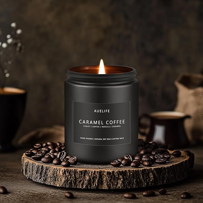 Scented Candles Set | Gifts for Men - 4Pack Masculine Candle for Father's Day, Soy Candle for Home Scented, Aromatherapy Gifts Scents of Caramel Coffee/Whiskey Tobacco/Rum & Oak/Vintage Leather