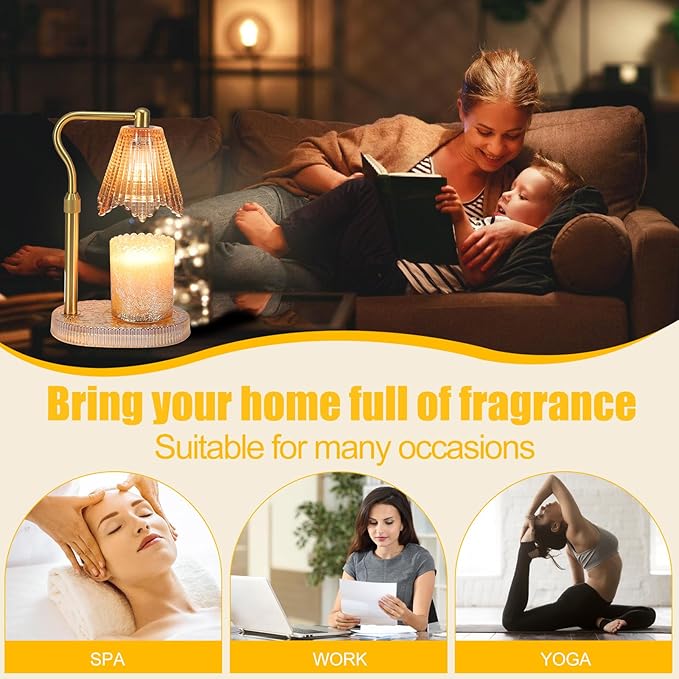 Candle Warmer Lamp with Height Adjustment - Electric Wax Melt Warmer with Timmer and Dimmer for Scented Candle Wax, Homer Décor and House Warming Birthday Gifts for Women Mom