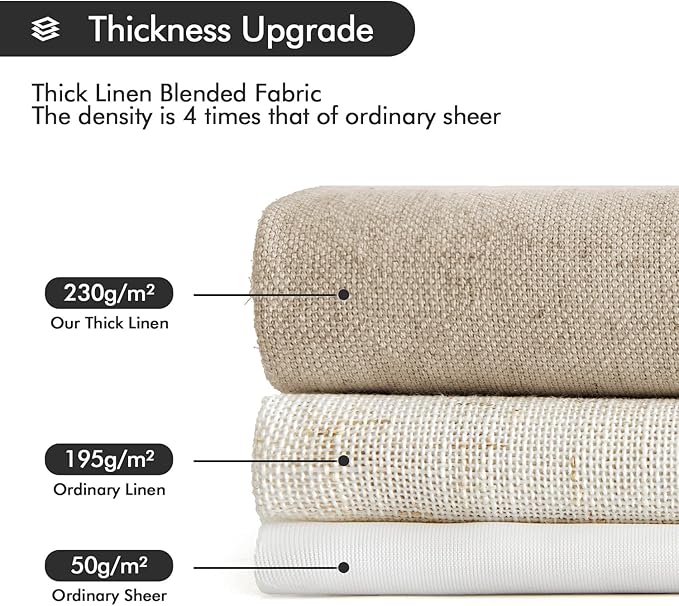 MIULEE Non-See-Through Privacy Linen Curtains 2 Panels, Light Filtering Window Curtains Farnhouse Textured Back Tab Semi Sheer Drapes for Bedroom Living Room, 52 x 72 Inches Long, Taupe