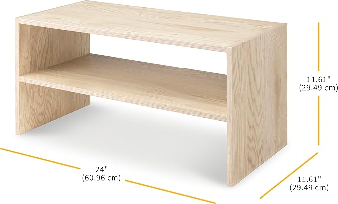 Whitmor Wood Stackable 2-Shelf Shoe Rack, White Oak, 24 inches