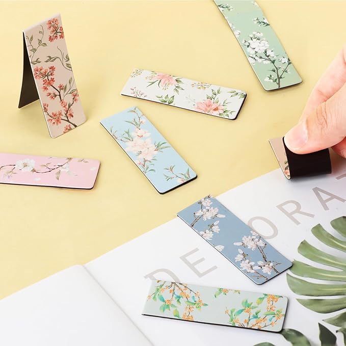 48 Pieces Floral Magnetic Bookmark Book Marker Clip Sublimation Bookmarks, Magnetic Page Markers Clips for Kids Students Teachers Classroom Office Reading Book Lovers Supplies