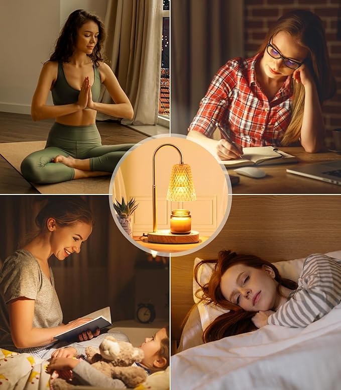 Candle Warmer Lamp with Timer - Adjustable Height Dimmable Warmer Candle Lamps Candle Warmer Lamp Wax Melt Warmer with 2Bulbs for Women Christmas Birthday Gifts