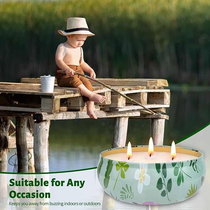 Citronella Candles Outdoor, 3-Wick Large Citronella Candles for Patio, 3 Packs Natural Soy Wax Summer Candle Set, 200 Hours Long Lasting Burning Lemongrass Scented Candle for Garden Balcony Camping